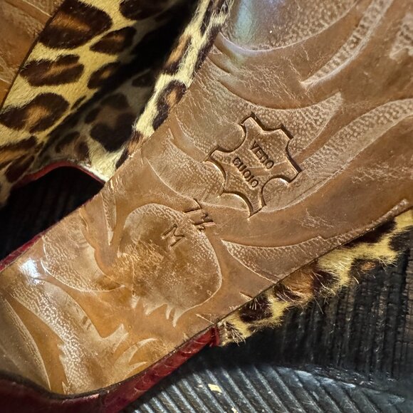 DONALD PLINER Leopard Pony Hair Slings - Size 7 1/2 M - Picture 6 of 6